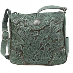 American West Handbags Ladies' American West Handbag Inlay Eagle Collection: Leather Messenger