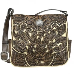 American West Handbags Ladies' American West Handbag Inlay Eagle Collection: Leather Messenger