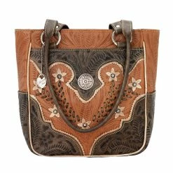 American West Handbags Ladies' American West Handbag Desert Wildflower Collection: Leather Western Zip Top Tote