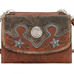 American West Handbags Ladies' American West Handbag Desert Wildflower Collection: Leather Western Crossbody Bag And Wallet