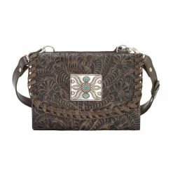 American West Handbags American West Handbag Texas Two Step Collection: Crossbody Wallet Combo Silver Tone