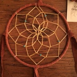 OutWest Shop Decor Authentic Navajo Dream Catcher 5 Inch Burgundy Wrap