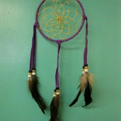 OutWest Shop Authentic Navajo Dream Catcher 5 Inch Purple Wrap Decor