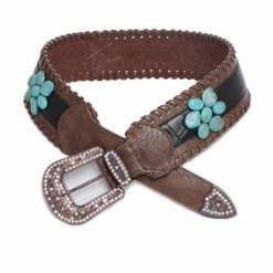 OutWest Shop Western Fashion Belt Accessory: Leather With Stone Clusters