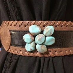 OutWest Shop Western Fashion Belt Accessory: Leather With Stone Clusters