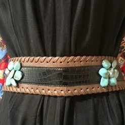 OutWest Shop Western Fashion Belt Accessory: Leather With Stone Clusters