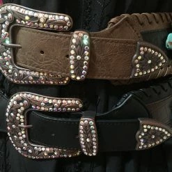 OutWest Shop Western Fashion Belt Accessory: Leather With Stone Clusters
