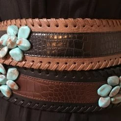OutWest Shop Western Fashion Belt Accessory: Leather With Stone Clusters