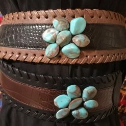 OutWest Shop Western Fashion Belt Accessory: Leather With Stone Clusters