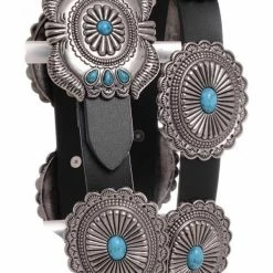 OutWest Shop Western Fashion Belt Accessory: Leather With Conchos And Turquoise Ladies'