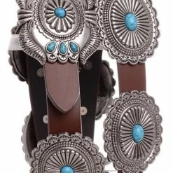 OutWest Shop Western Fashion Belt Accessory: Leather With Conchos And Turquoise Ladies'