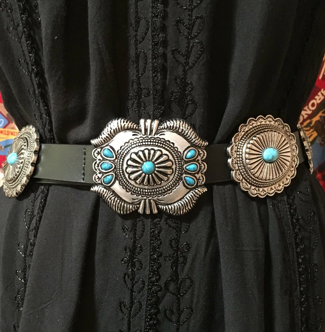 OutWest Shop Western Fashion Belt Accessory: Leather With Conchos And Turquoise Ladies' 7 OutWest Shop Western Fashion Belt Accessory: Leather With Conchos And Turquoise Ladies'