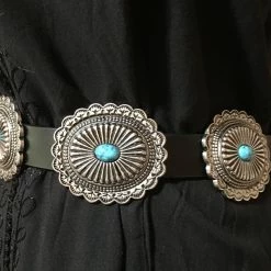OutWest Shop Western Fashion Belt Accessory: Leather With Conchos And Turquoise Ladies' 18 OutWest Shop Western Fashion Belt Accessory: Leather With Conchos And Turquoise Ladies'