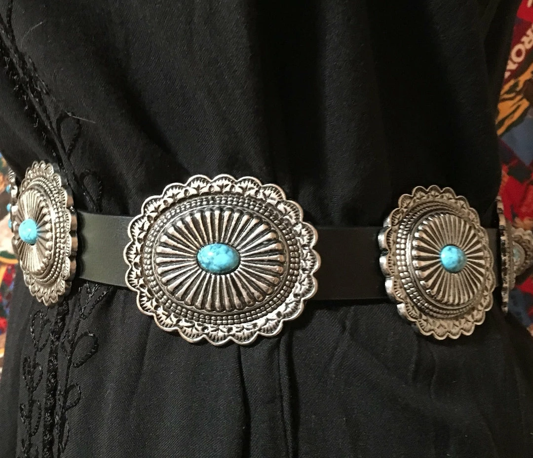 OutWest Shop Western Fashion Belt Accessory: Leather With Conchos And Turquoise Ladies' 9 OutWest Shop Western Fashion Belt Accessory: Leather With Conchos And Turquoise Ladies'