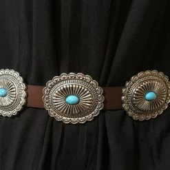 OutWest Shop Western Fashion Belt Accessory: Leather With Conchos And Turquoise Ladies' 19 OutWest Shop Western Fashion Belt Accessory: Leather With Conchos And Turquoise Ladies'