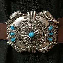 OutWest Shop Western Fashion Belt Accessory: Leather With Conchos And Turquoise Ladies' 21 OutWest Shop Western Fashion Belt Accessory: Leather With Conchos And Turquoise Ladies'