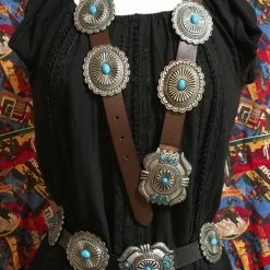 OutWest Shop Western Fashion Belt Accessory: Leather With Conchos And Turquoise Ladies' 14 OutWest Shop Western Fashion Belt Accessory: Leather With Conchos And Turquoise Ladies'