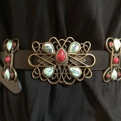 OutWest Shop Western Fashion Belt Accessory: Leather With Conchos And Stones