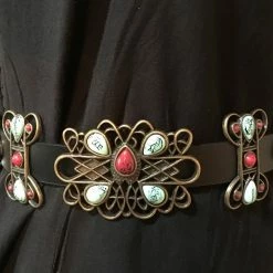 OutWest Shop Western Fashion Belt Accessory: Leather With Conchos And Stones