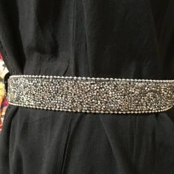 OutWest Shop Western Fashion Belt Accessory: Leather With Dark Crystals Ladies'