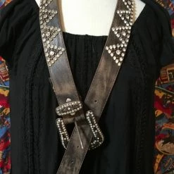 OutWest Shop Western Fashion Belt Accessory: Leather With Dark Crystals Ladies'