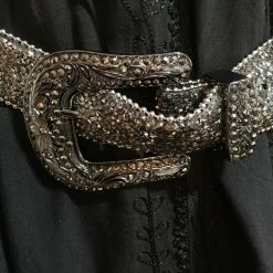OutWest Shop Western Fashion Belt Accessory: Leather With Dark Crystals Ladies'
