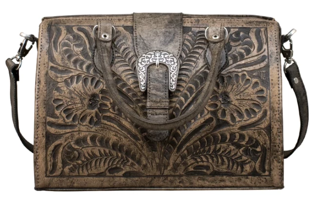 American West Handbags American West Handbag Tooled Collection: Leather Doctor Bag Large Ladies' 3 American West Handbags American West Handbag Tooled Collection: Leather Doctor Bag Large Ladies'