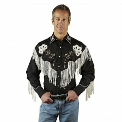 Rockmount Ranch Wear Men's Vintage Western Shirt Collection: Rockmount Fancy Fringe Black