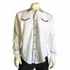 Rockmount Ranch Wear Men's Vintage Western Shirt Collection: Rockmount Retro Classic With Piping White