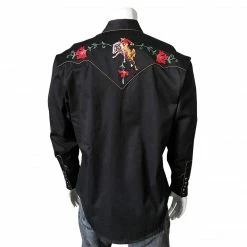 Rockmount Ranch Wear Men's Vintage Western Shirt Collection: Rockmount Embroidered Bronc Black