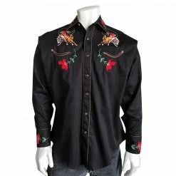 Rockmount Ranch Wear Men's Vintage Western Shirt Collection: Rockmount Embroidered Bronc Black