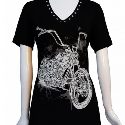 Ladies' Liberty Wear Collection Tops: Splatter Bike Slit Tee