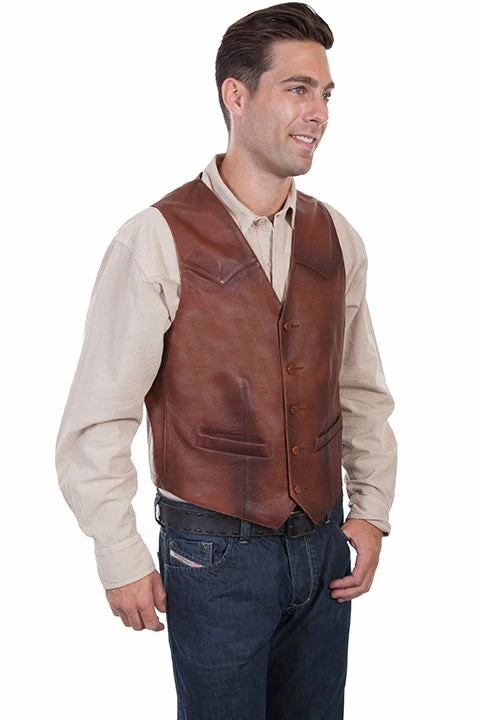 Scully Leather Company Men's Leather Vest Collection: Scully Western Classic Button Front, Brown 4 Scully Leather Company Men's Leather Vest Collection: Scully Western Classic Button Front, Brown