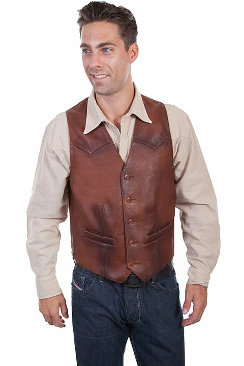 Scully Leather Company Men's Leather Vest Collection: Scully Western Classic Button Front, Brown 3 Scully Leather Company Men's Leather Vest Collection: Scully Western Classic Button Front, Brown