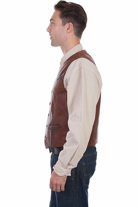 Scully Leather Company Men's Leather Vest Collection: Scully Western Classic Button Front, Brown 5 Scully Leather Company Men's Leather Vest Collection: Scully Western Classic Button Front, Brown