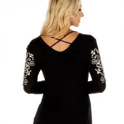 Liberty Wear Collection Tops: Ornate Scrolls Crossed Elegance