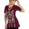 Ladies' Liberty Wear Collection Tops: Dakota 2.0 Native American Headdress Short Sleeves