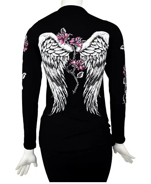 Liberty Wear Collection Tops: Barbed Wire And Roses Long Sleeve 6 Liberty Wear Collection Tops: Barbed Wire And Roses Long Sleeve