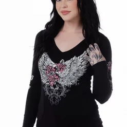 Liberty Wear Collection Tops: Barbed Wire And Roses Long Sleeve