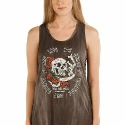 Liberty Wear Collection Tops: Tank Long Live The Brave Skull & Roses