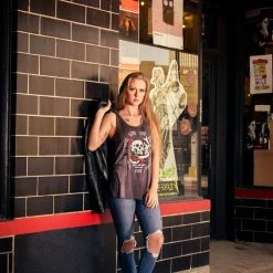 Liberty Wear Collection Tops: Tank Long Live The Brave Skull & Roses