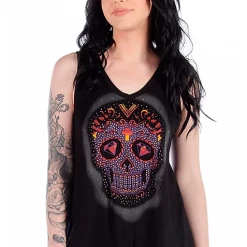 Liberty Wear Collection Tops: Tank Calavera Lace Back