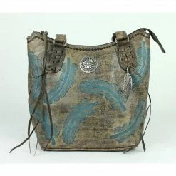 American West Handbags American West Handbag Sacred Bird Collection: Leather Zip Top Bucket Tote