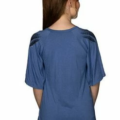 Liberty Wear Collection Tops: Peekaboo Feathers Tunic Blue
