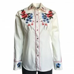Rockmount Ranch Wear Women's Vintage Western Shirt Collection: Rockmount Fancy Floral Blooms Ivory Ladies'