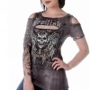 Ladies' Liberty Wear Collection Tops: Cold Shoulder Devilish Skull
