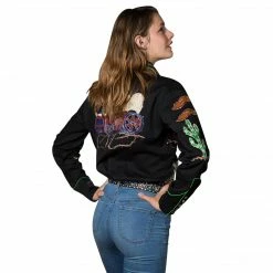 Rockmount Ranch Wear Ladies' Women's Vintage Western Shirt Collection: Rockmount Fancy Palm Trees Wagon Wheels Black