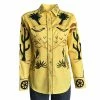 Rockmount Ranch Wear Women's Vintage Western Shirt Collection: Rockmount Fancy Palm Trees Wagon Wheels Gold Ladies'