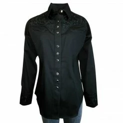 Rockmount Ranch Wear Women's Vintage Western Shirt Collection: Rockmount Fancy Tooling Black