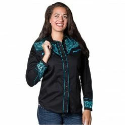 Rockmount Ranch Wear Women's Vintage Western Shirt Collection: Rockmount Fancy Tooling Black